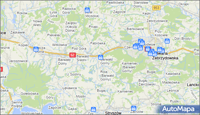 mapa Barwałd Górny, Barwałd Górny na mapie Targeo
