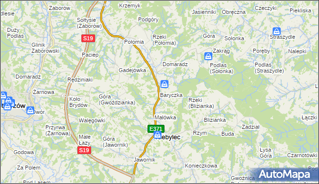 mapa Baryczka gmina Niebylec, Baryczka gmina Niebylec na mapie Targeo