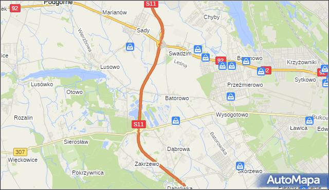 mapa Batorowo gmina Tarnowo Podgórne, Batorowo gmina Tarnowo Podgórne na mapie Targeo