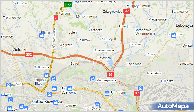 mapa Batowice, Batowice na mapie Targeo