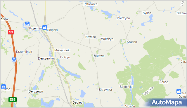 mapa Batowo, Batowo na mapie Targeo