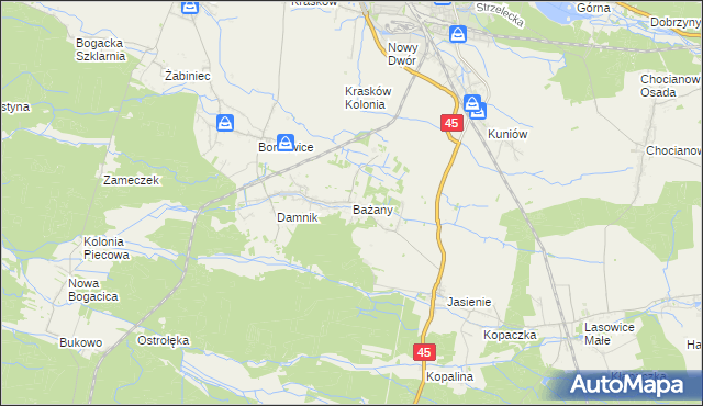 mapa Bażany, Bażany na mapie Targeo