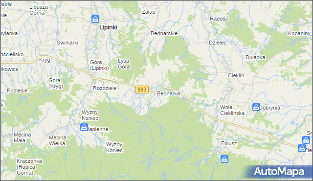 mapa Bednarka gmina Lipinki, Bednarka gmina Lipinki na mapie Targeo