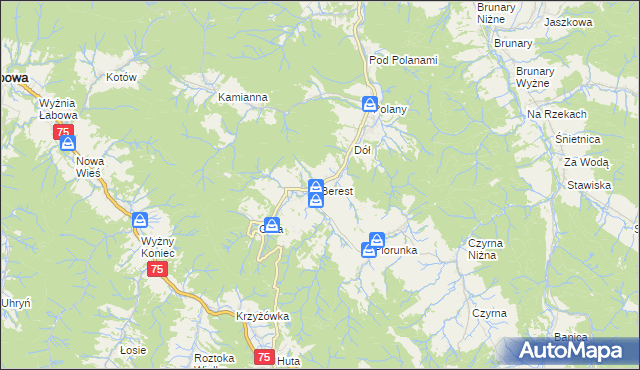 mapa Berest, Berest na mapie Targeo