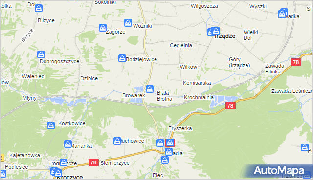 mapa Biała Błotna, Biała Błotna na mapie Targeo