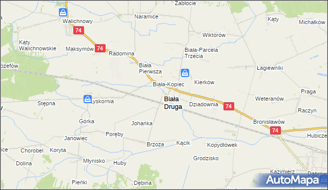 mapa Biała Druga gmina Biała, Biała Druga gmina Biała na mapie Targeo