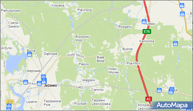 mapa Białe Błota gmina Jeżewo, Białe Błota gmina Jeżewo na mapie Targeo