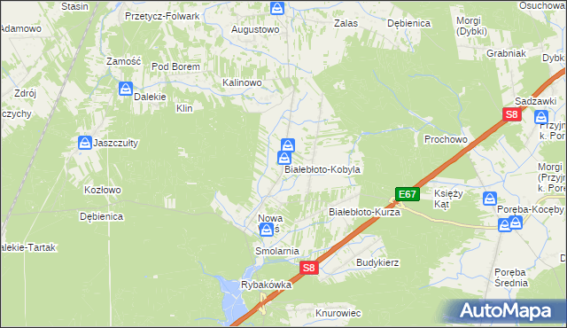 mapa Białebłoto-Kobyla, Białebłoto-Kobyla na mapie Targeo