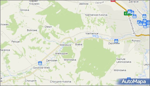 mapa Białka gmina Krasnystaw, Białka gmina Krasnystaw na mapie Targeo
