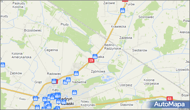 mapa Białka gmina Radzyń Podlaski, Białka gmina Radzyń Podlaski na mapie Targeo