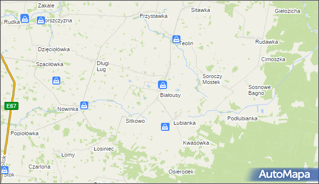 mapa Białousy, Białousy na mapie Targeo