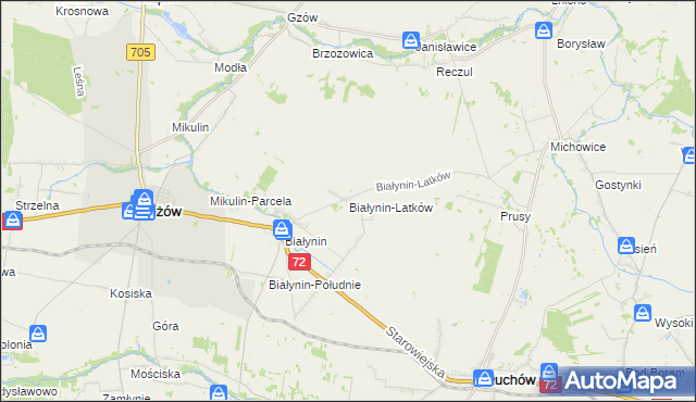 mapa Białynin-Latków, Białynin-Latków na mapie Targeo