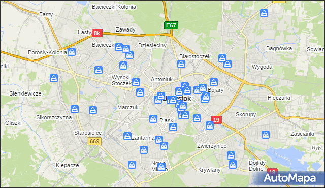 mapa Białegostoku, Białystok na mapie Targeo