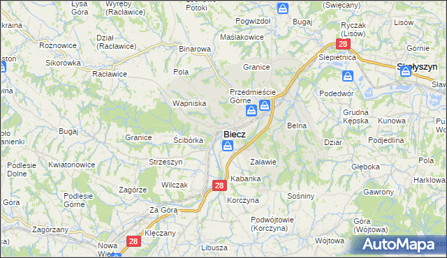 mapa Biecz powiat gorlicki, Biecz powiat gorlicki na mapie Targeo