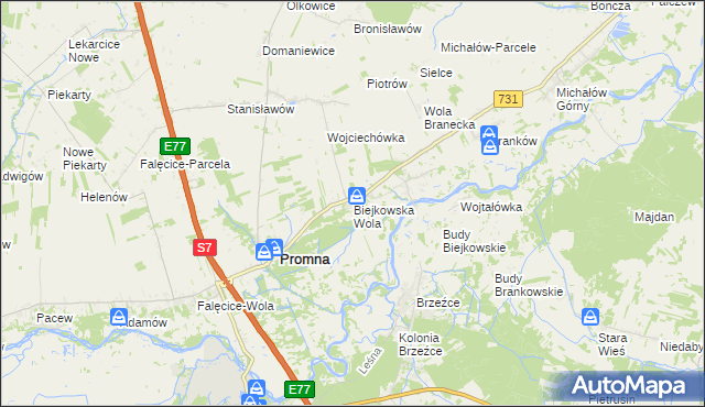 mapa Biejkowska Wola, Biejkowska Wola na mapie Targeo