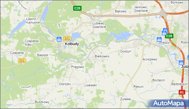 mapa Bielkówko, Bielkówko na mapie Targeo