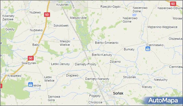 mapa Bieńki-Karkuty, Bieńki-Karkuty na mapie Targeo
