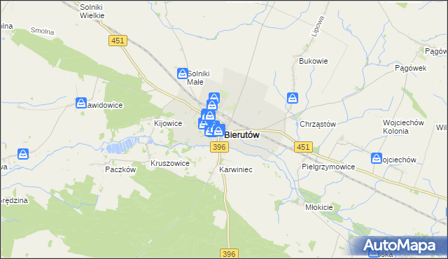 mapa Bierutów, Bierutów na mapie Targeo