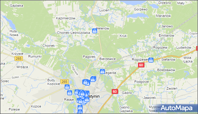 mapa Bierzewice, Bierzewice na mapie Targeo
