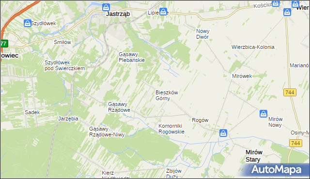 mapa Bieszków Górny, Bieszków Górny na mapie Targeo