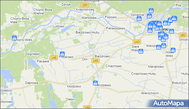 mapa Biezdrowo, Biezdrowo na mapie Targeo