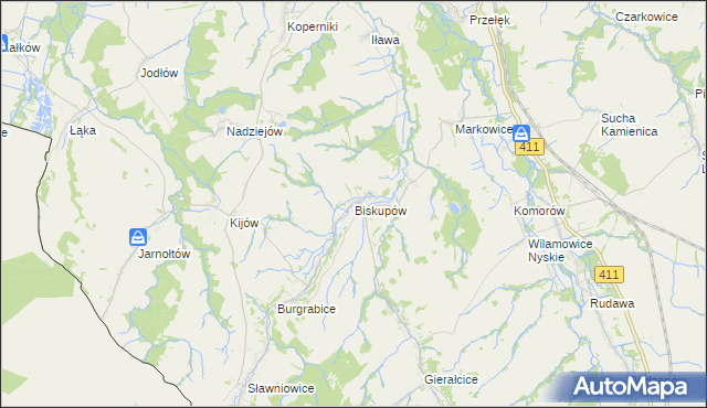 mapa Biskupów, Biskupów na mapie Targeo