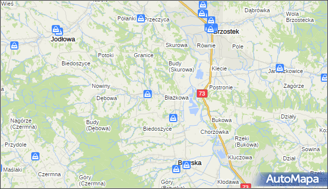 mapa Błażkowa gmina Brzyska, Błażkowa gmina Brzyska na mapie Targeo