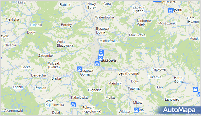 mapa Błażowa, Błażowa na mapie Targeo
