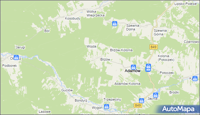 mapa Bliżów, Bliżów na mapie Targeo