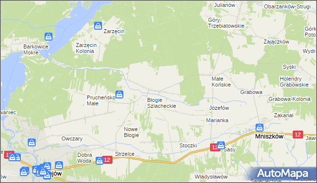 mapa Błogie Rządowe, Błogie Rządowe na mapie Targeo
