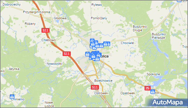 mapa Bobolice powiat koszaliński, Bobolice powiat koszaliński na mapie Targeo