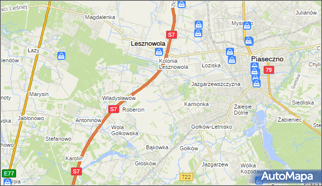 mapa Bobrowiec gmina Piaseczno, Bobrowiec gmina Piaseczno na mapie Targeo