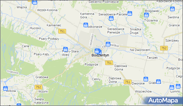 mapa Bodzentyn, Bodzentyn na mapie Targeo
