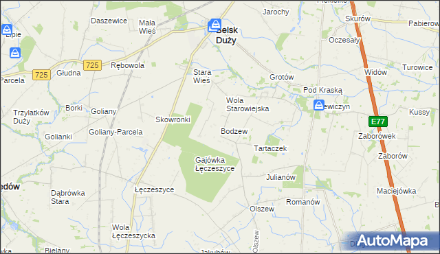 mapa Bodzew, Bodzew na mapie Targeo