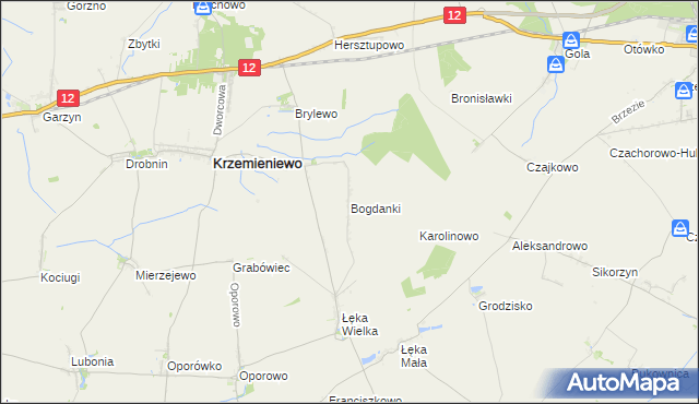 mapa Bogdanki gmina Poniec, Bogdanki gmina Poniec na mapie Targeo