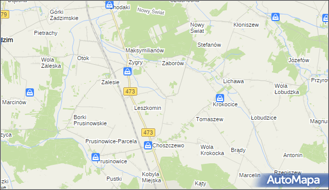 mapa Bogucice gmina Zadzim, Bogucice gmina Zadzim na mapie Targeo