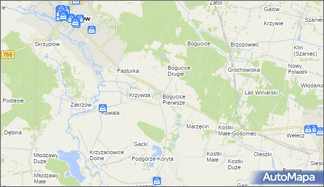 mapa Bogucice Pierwsze, Bogucice Pierwsze na mapie Targeo