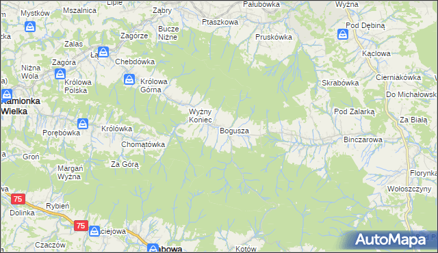 mapa Bogusza, Bogusza na mapie Targeo