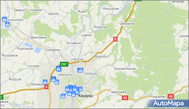mapa Boguszyn gmina Kłodzko, Boguszyn gmina Kłodzko na mapie Targeo