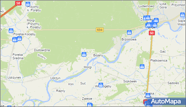 mapa Bojany, Bojany na mapie Targeo