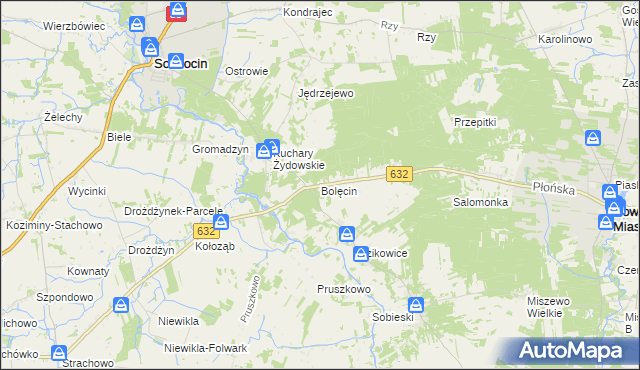 mapa Bolęcin gmina Sochocin, Bolęcin gmina Sochocin na mapie Targeo