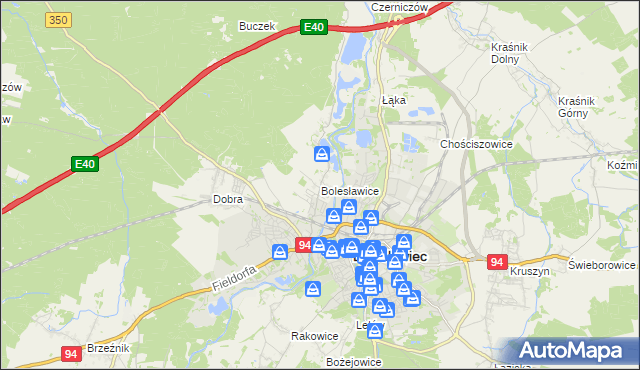 mapa Bolesławice gmina Bolesławiec, Bolesławice gmina Bolesławiec na mapie Targeo