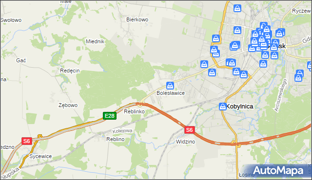 mapa Bolesławice gmina Kobylnica, Bolesławice gmina Kobylnica na mapie Targeo