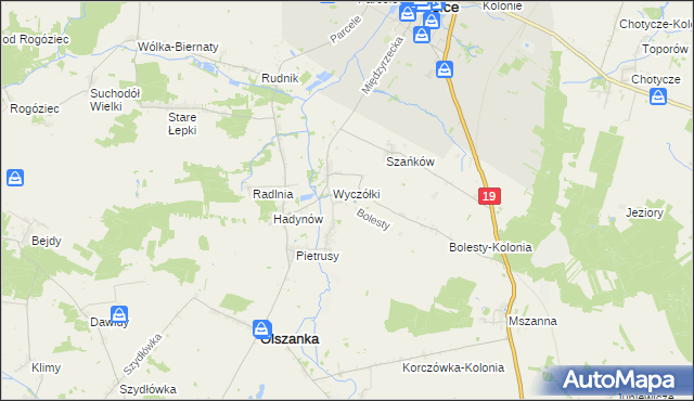 mapa Bolesty gmina Olszanka, Bolesty gmina Olszanka na mapie Targeo
