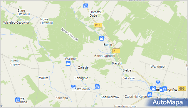 mapa Bonin-Ogródki, Bonin-Ogródki na mapie Targeo