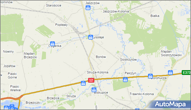 mapa Bonów gmina Trawniki, Bonów gmina Trawniki na mapie Targeo