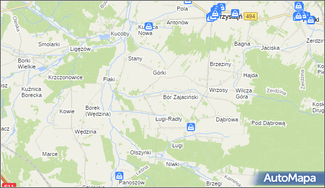 mapa Bór Zajaciński, Bór Zajaciński na mapie Targeo