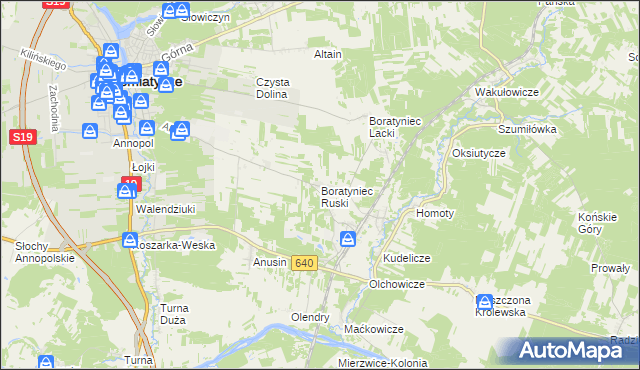 mapa Boratyniec Ruski, Boratyniec Ruski na mapie Targeo