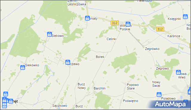 mapa Borek gmina Przemęt, Borek gmina Przemęt na mapie Targeo