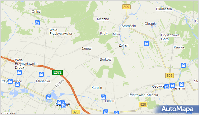 mapa Borków gmina Garbów, Borków gmina Garbów na mapie Targeo